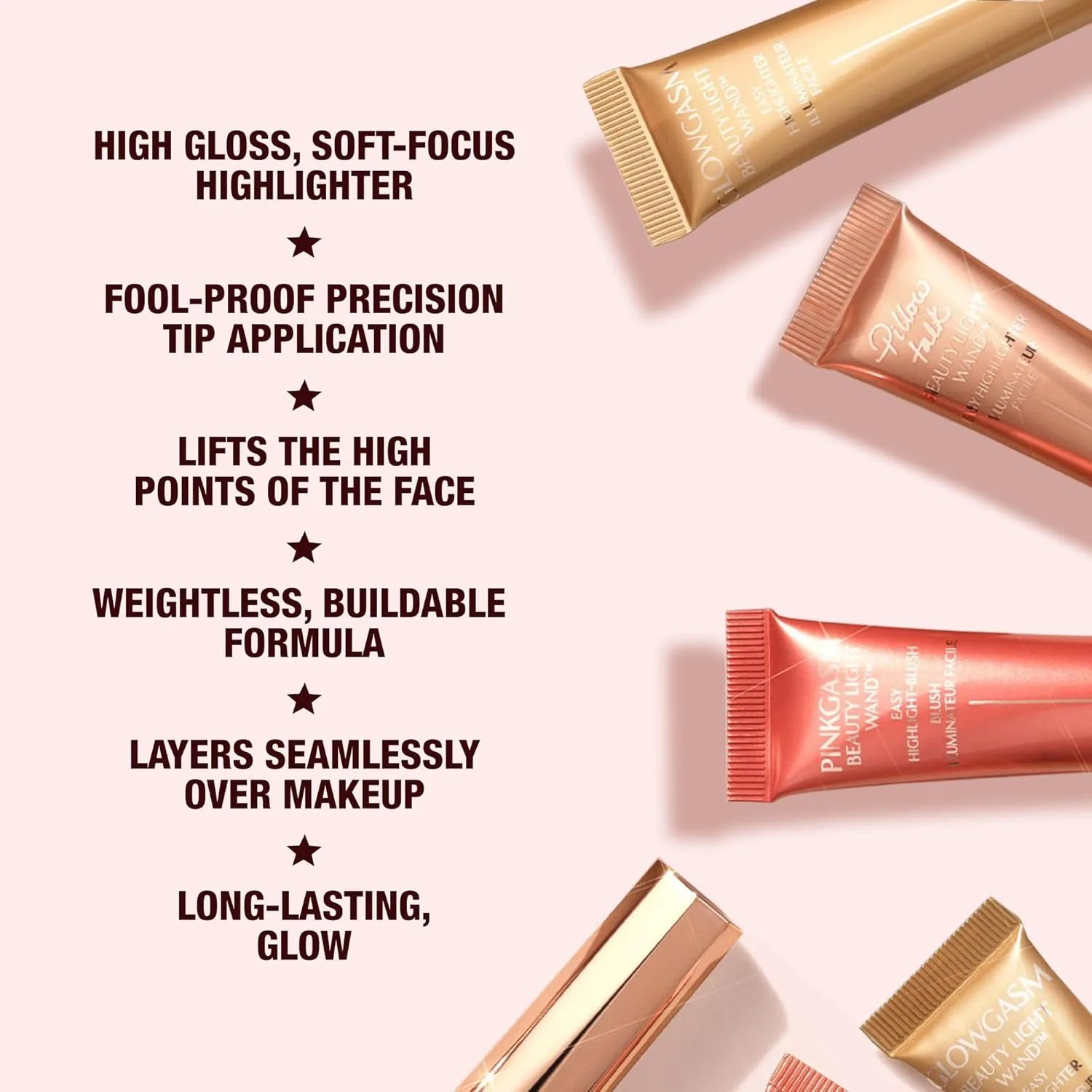 Жидкий хайлайтер Charlotte Tilbury Beauty Light Wand - средство для создания эффекта мягкого фокуса и румян для щек - перламутровый, невесомый, сияющий финиш., Pinkgasm — фото 3