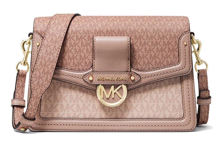 

MICHAEL KORS Кожаная сумка-мессенджер через плечо, женская балетка среднего размера, розового цвета