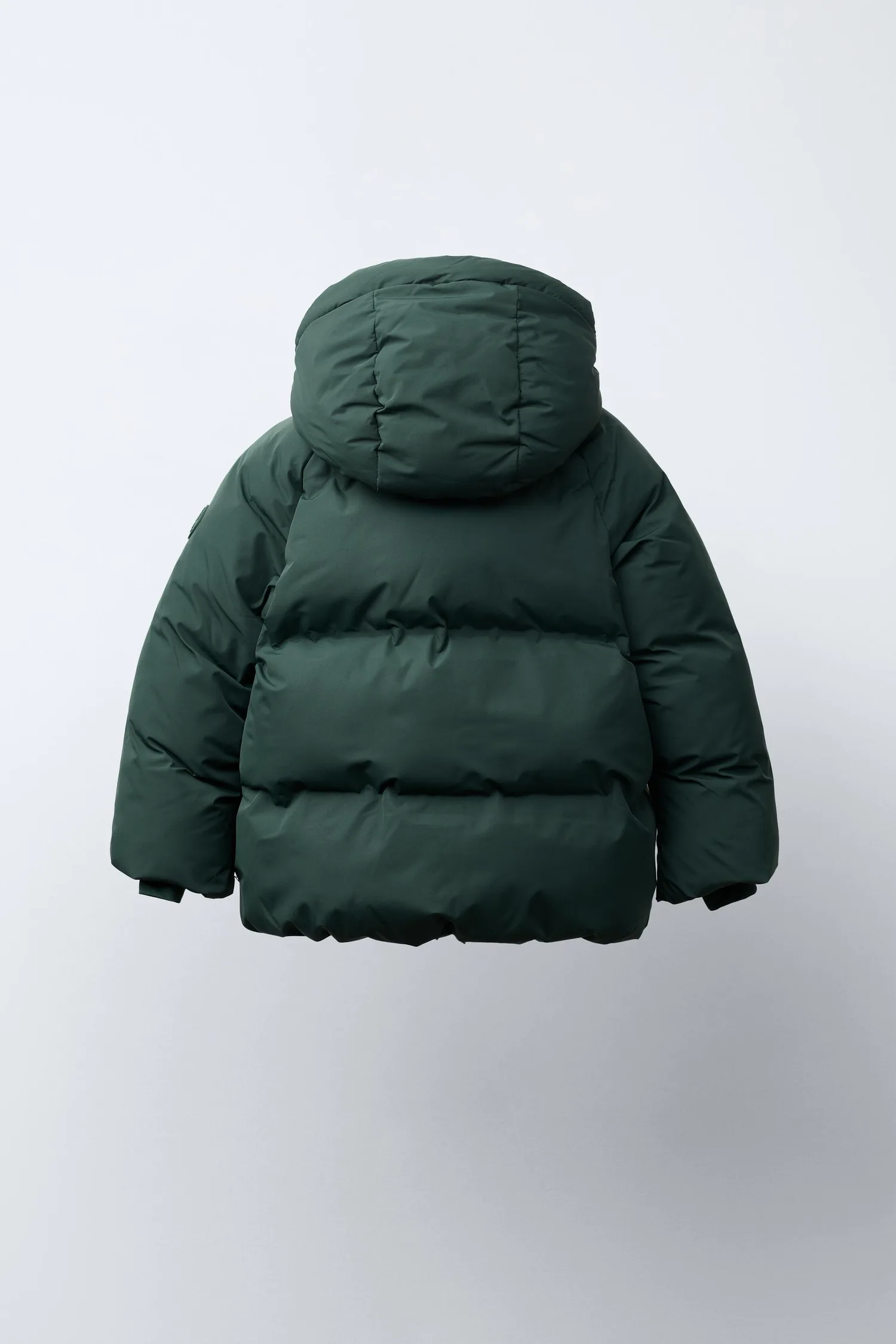 Водоотталкивающая пуховая куртка с капюшоном Zara, зеленый — фото 4