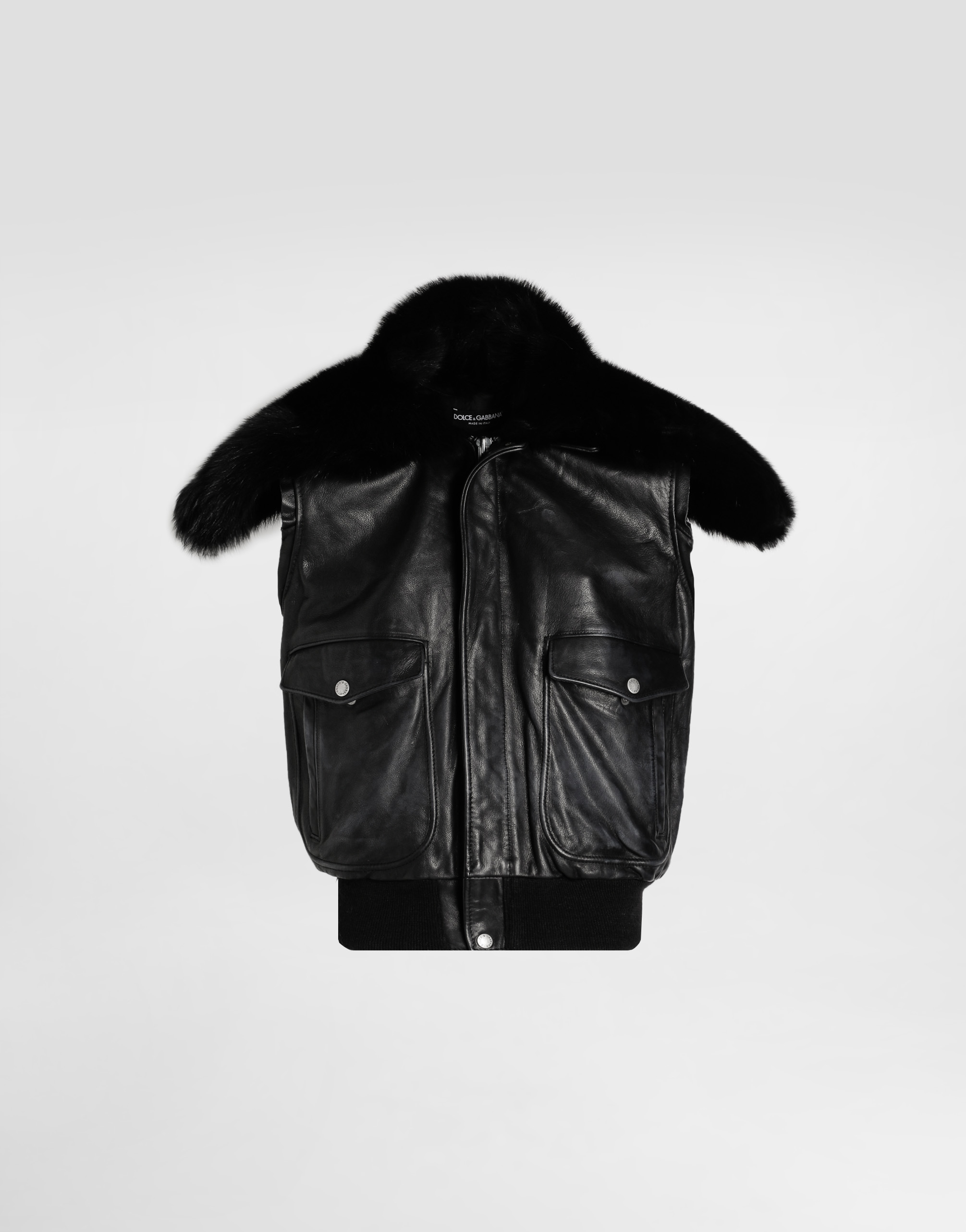 

Винтажная кожаная куртка Dolce & Gabbana, черный