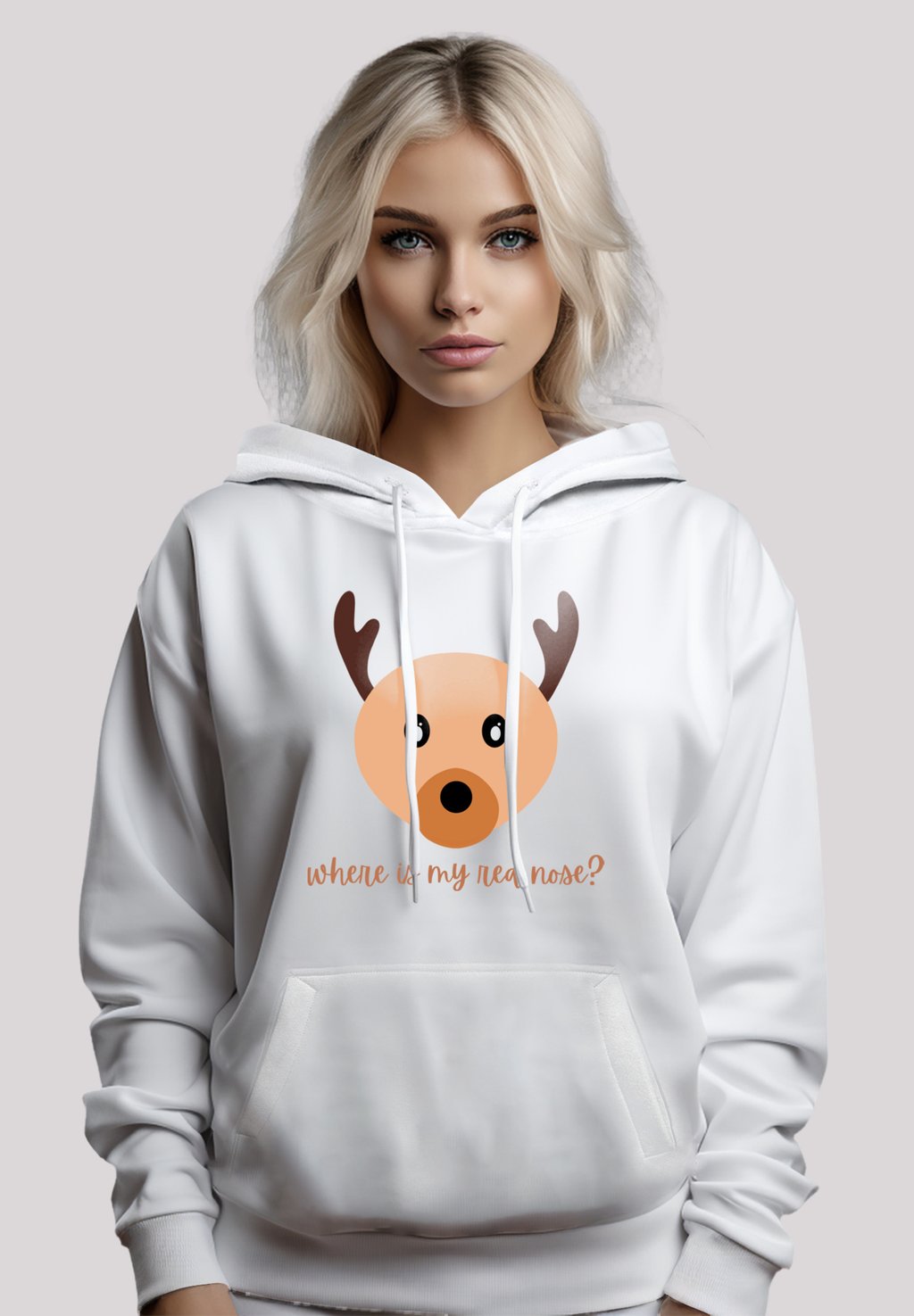 

Толстовка WEIHNACHTEN RED NOSE - Hoodie F4NT4STIC, белый