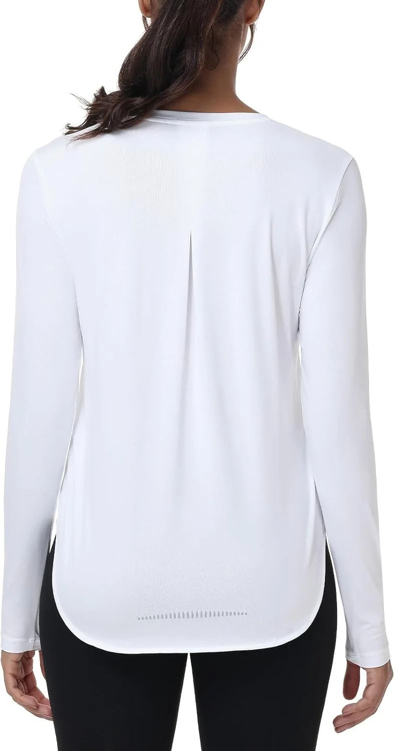 

MOHEEN женская солнцезащитная футболка с длинным рукавом, растягивающаяся и быстросохнущая для тренировок