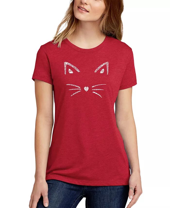 

Женская футболка Premium Blend Word Art Whiskers LA Pop Art, красный