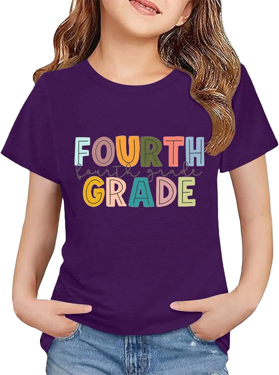 Футболка с коротким рукавом Fourth Grade, бренд Generic, цвет Purple
