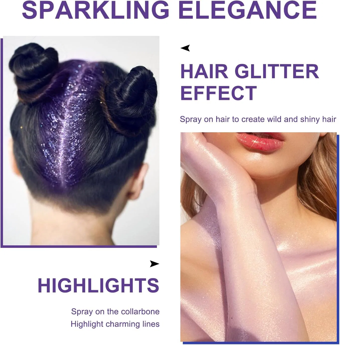 Блеск для тела и волос Glitter Spray LemonSac, фиолетовый — фото 4