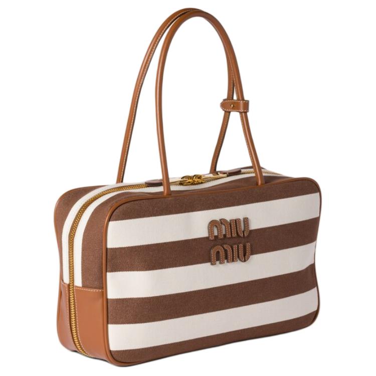 Бью Хлопок с Полиэстером Женская Сумка коричневый и Натуральный MIU MIU, Set (Bag+Dust Bag) — фото 2