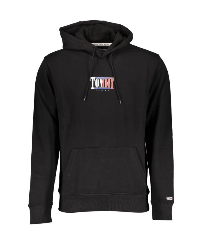 

Черная хлопковая толстовка с капюшоном и логотипом. Tommy Hilfiger, черный