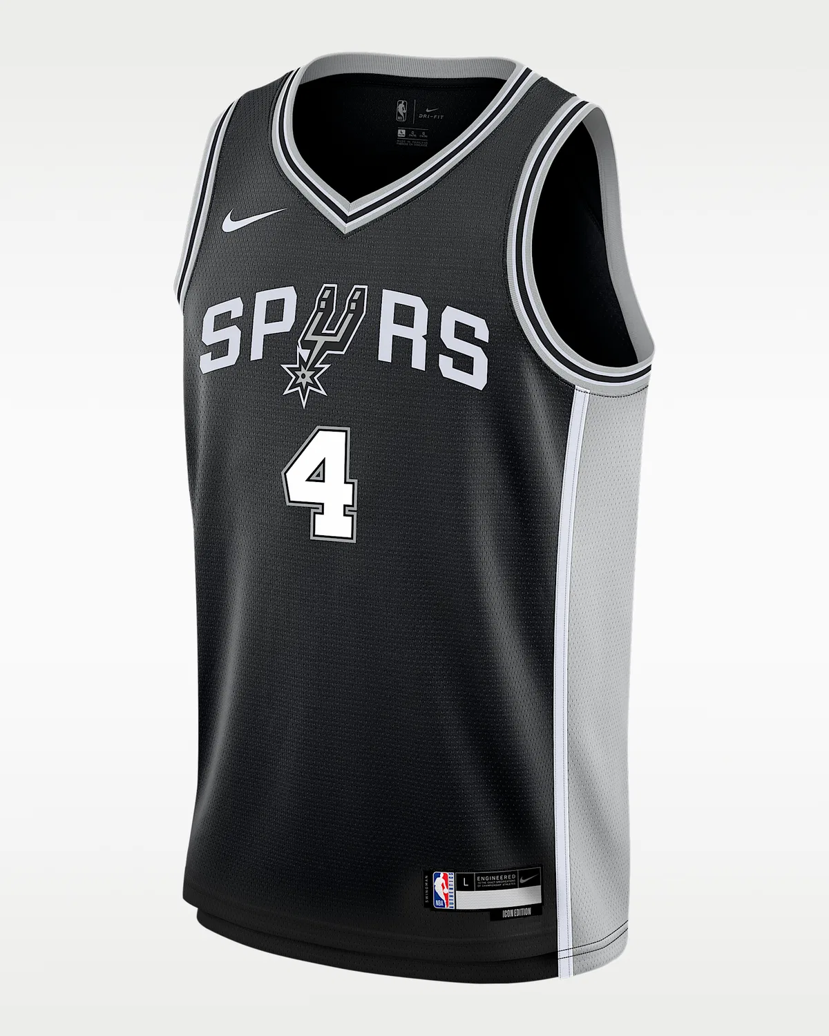 Большой детский свингман джерси De'Aaron Fox San Antonio Spurs Icon Edition, Black