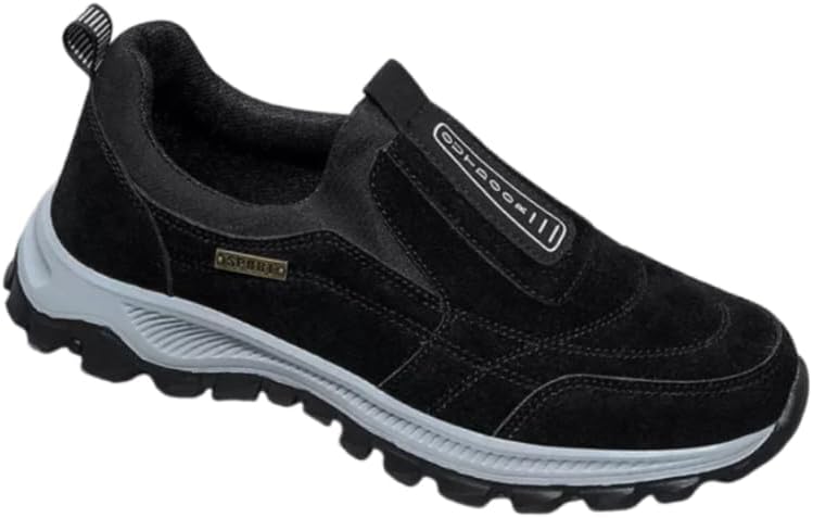 

Мужские легкие кроссовки для прогулок, походов и бега - удобные для пожилых людей кроссовки с противоскользящей подошвой Hoalox, черный