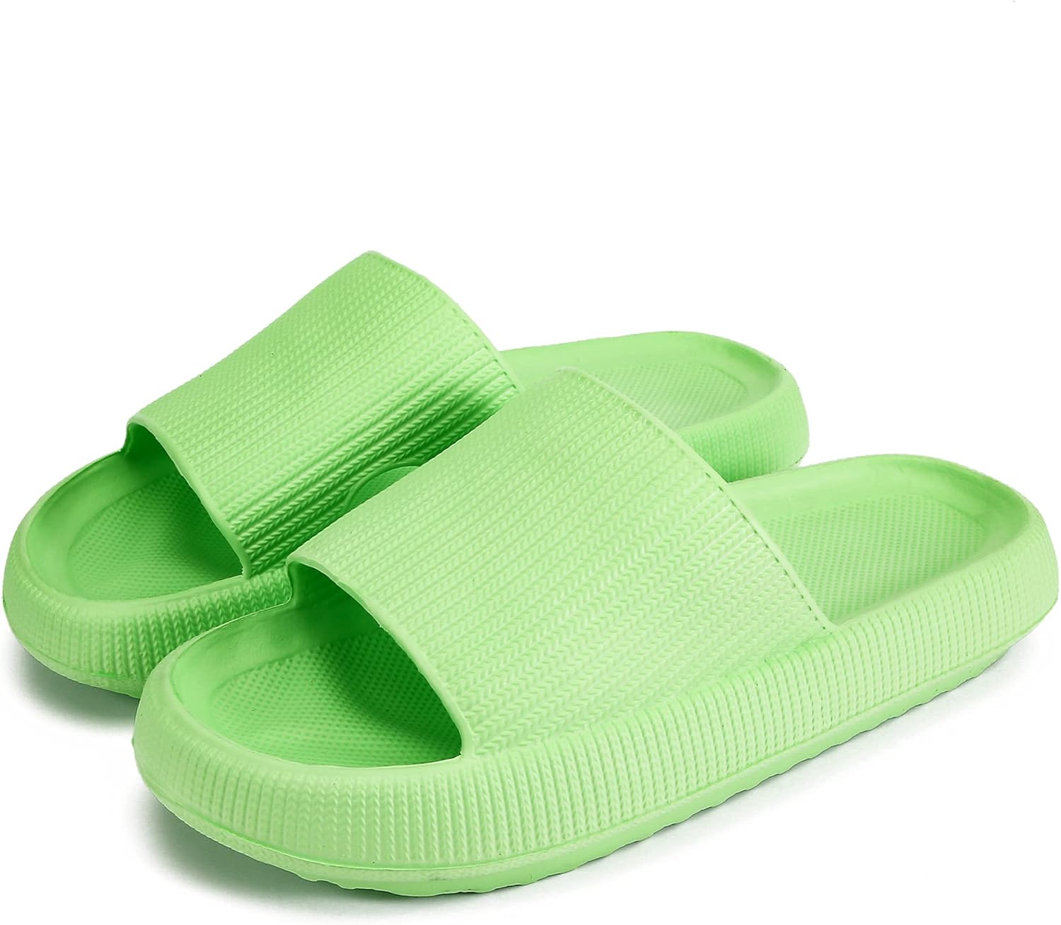 

Домашние тапочки rosyclo для женщин и мужчин, тапочки-подушки, шлепанцы для душа, тапочки для дома, удобные, легкие, с толстой подошвой, нескользящие, легко чистятся, Volt Green