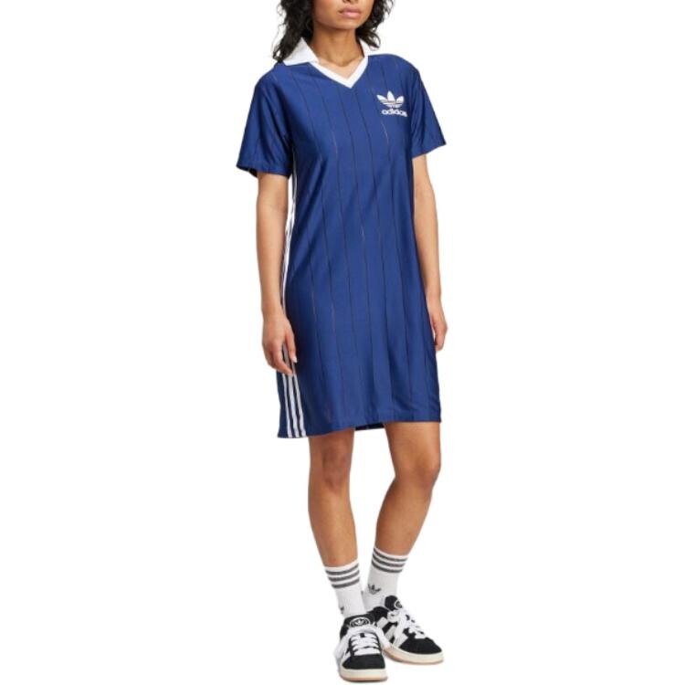 Платье с короткими рукавами женское темно-синее Adidas Originals — фото 2