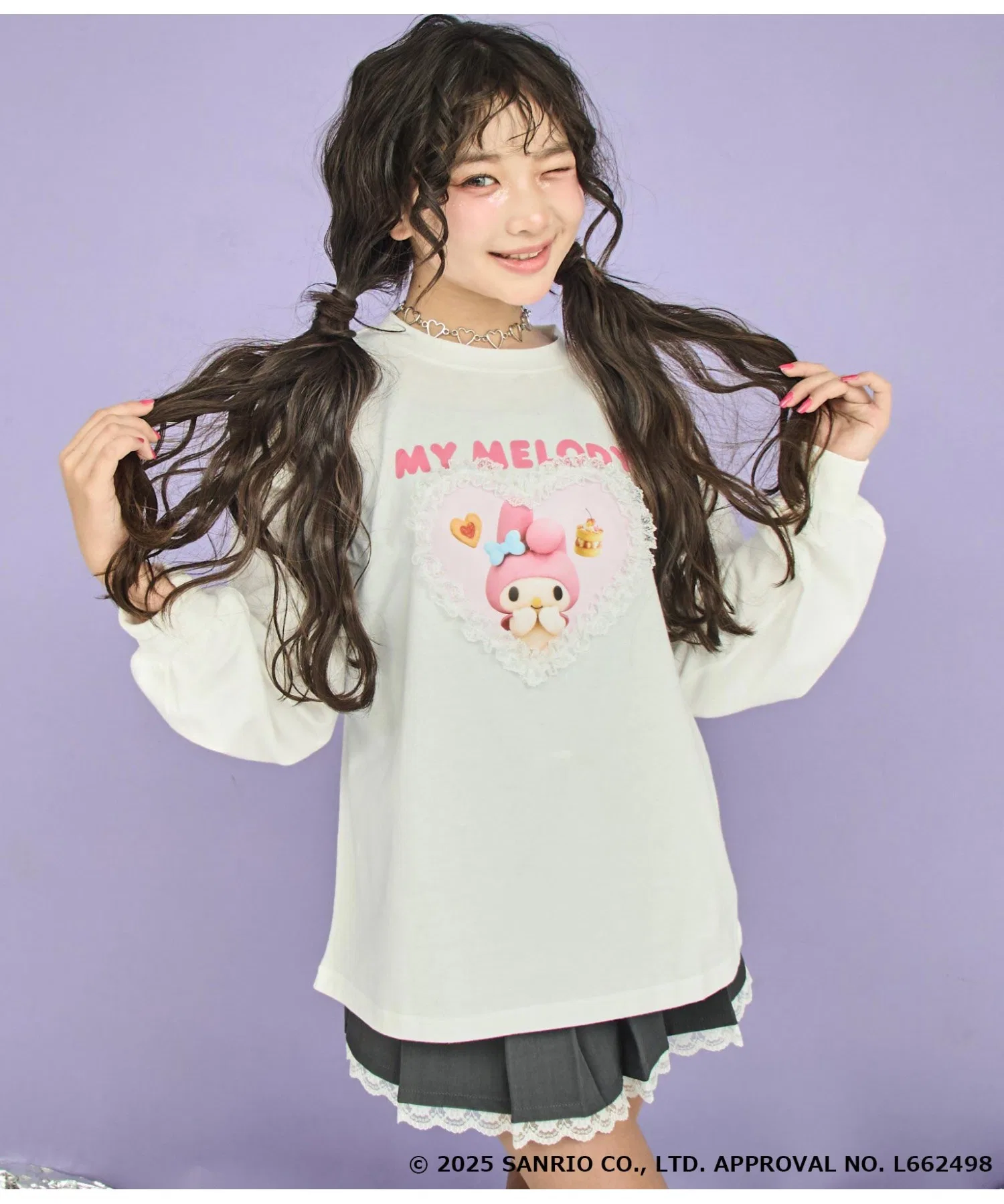 Детская лонгслив ANAP GiRL x My Melody с принтом сердца и рюшами — фото 2