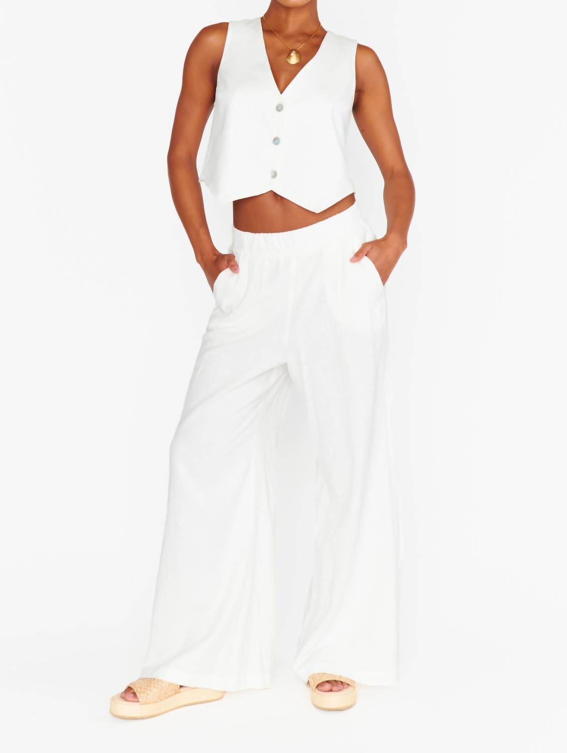 

Брюки Vince из белого льна Show Me Your Mumu, White Linen