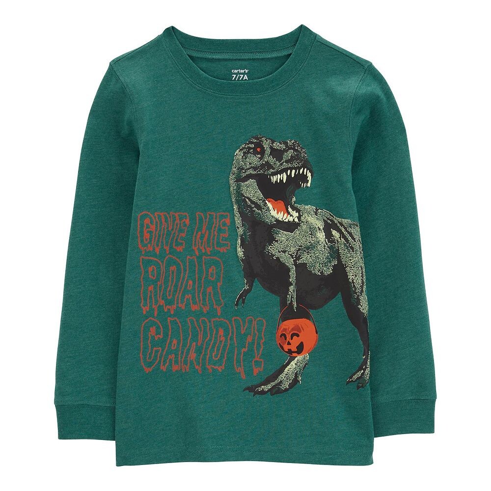 

Футболка Carter's с длинными рукавами и рисунком для мальчиков 4–14 лет, цвет Green Dino