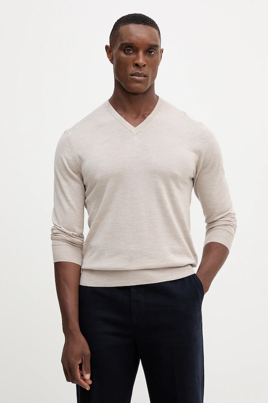 

Свитер с шерстью Hackett London, бежевый