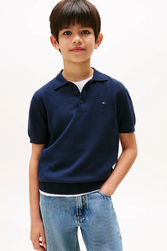 

Хлопковая детская поло Tommy Hilfiger, темно-синий