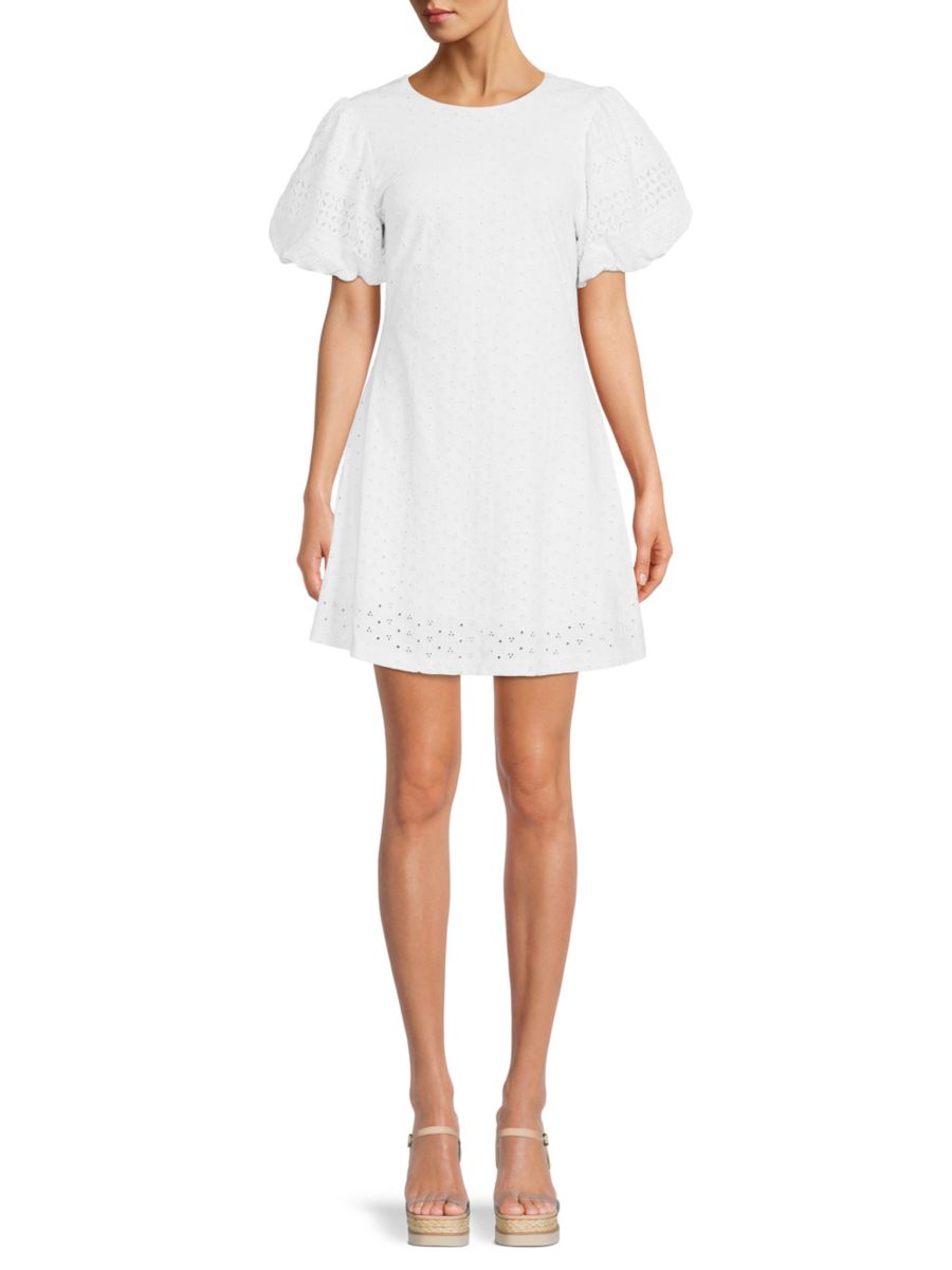 

Мини-платье А-силуэта с вышитыми абрикосовыми розами Free People, белый