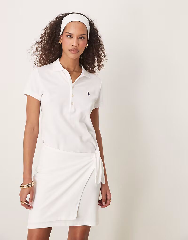 

Polo Ralph Lauren мини-платье с завязкой на талии белого цвета