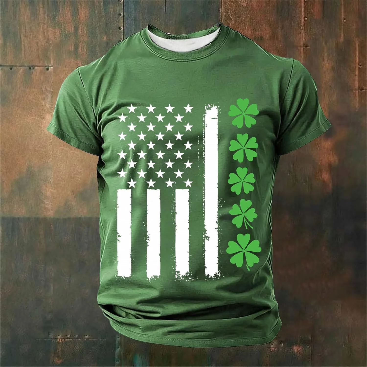 Футболка с коротким рукавом St. Patrick's Day с принтом трилистника — фото 2