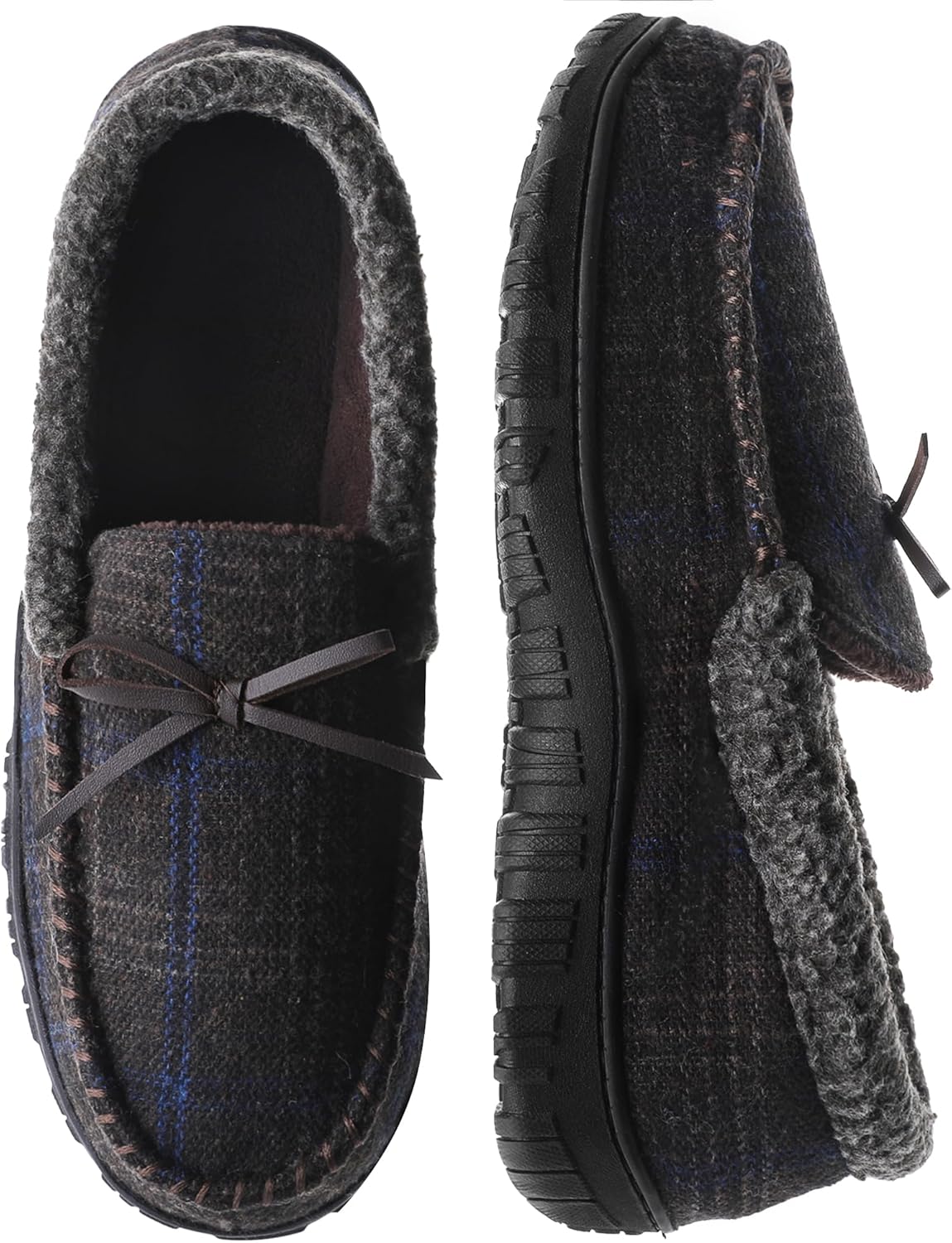 

Мужские мокасины Bigwow, удобные домашние тапочки с мемори-фомом и флисом, без шнурков, с нескользящей подошвой для дома и улицы, Coffee