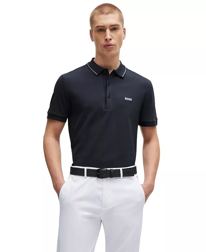 

Мужская поло с тональным логотипом Slim-Fit Hugo Boss, синий