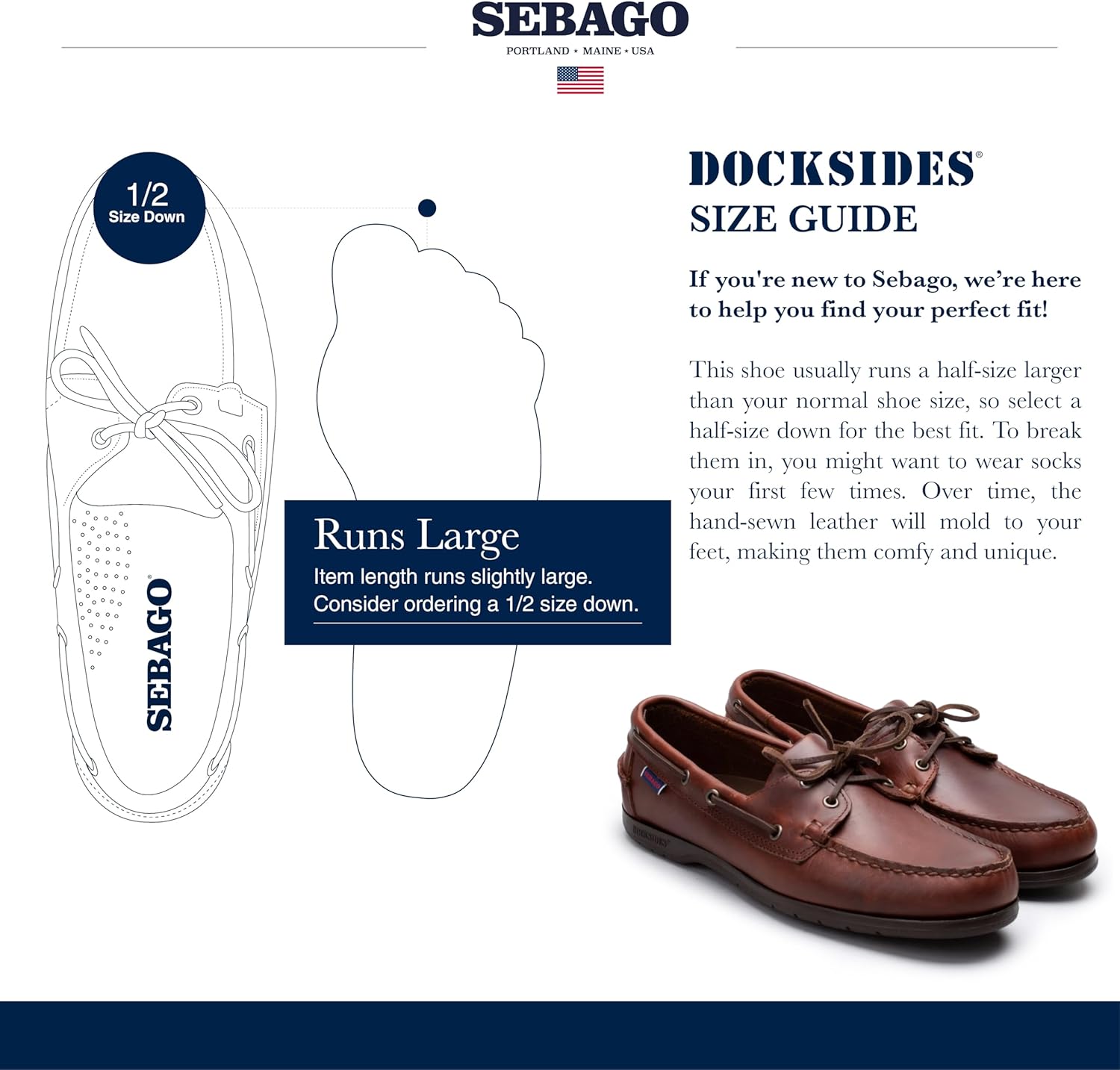 Водонепроницаемые лодочные туфли Sebago Endeavor - кожаные мокасины для мужчин с кожаной стелькой, круговой шнуровкой и нескользящей подошвой, не оставляющей следов, коричневый — фото 3