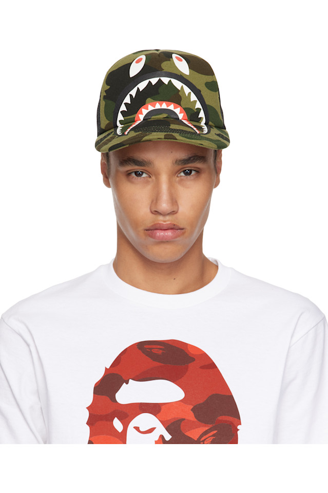 

1St камуфлированная кепка с акульей сеткой Bape, зеленый