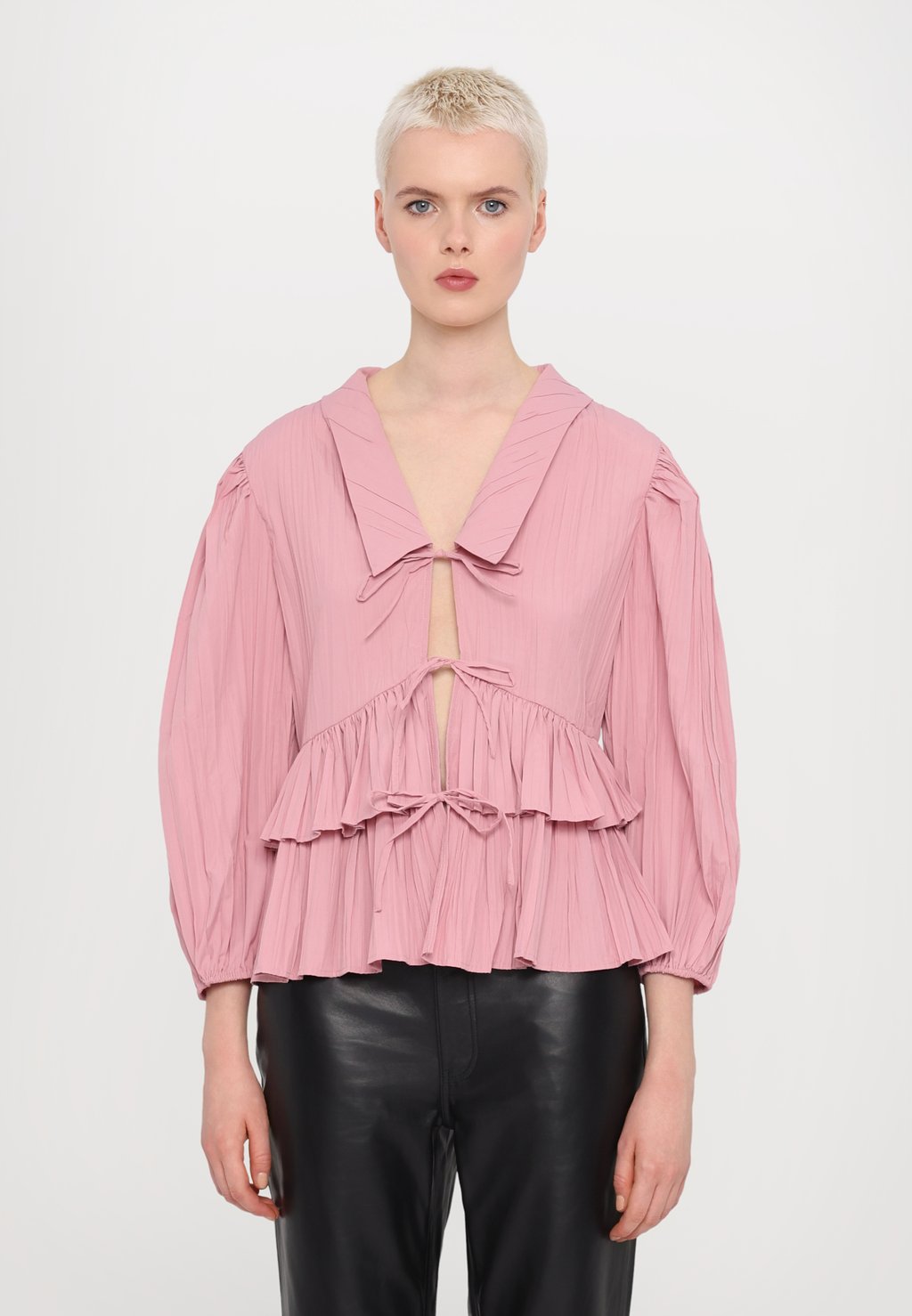 

Блуза PLEATED BALLOON SLEEVE TIE Stine Goya, розовый