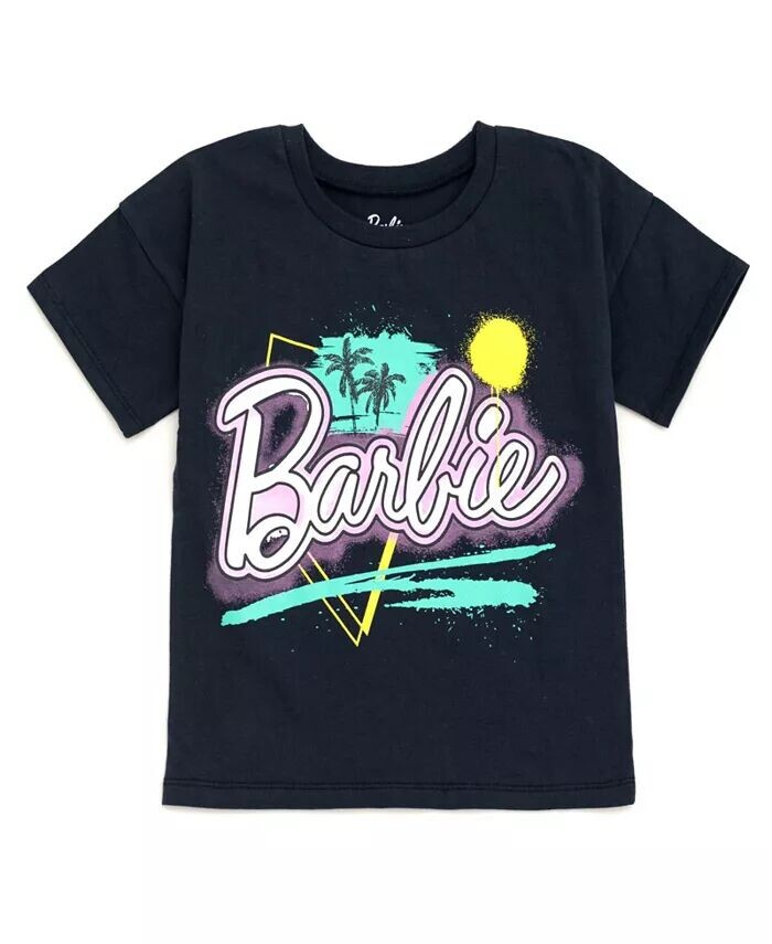 Комплект из футболки для девочек и шорт из французской махровой ткани Barbie, черный — фото 4