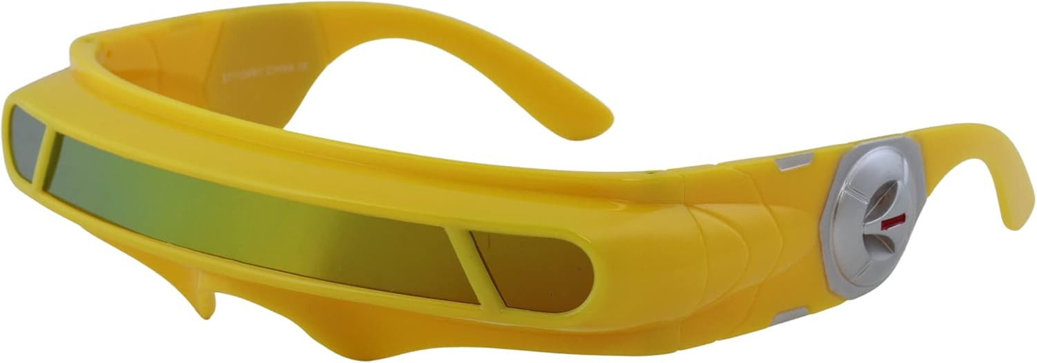 

FLAWLESS EYEWEAR Футуристические очки в стиле космического пришельца для вечеринки, щит циклопа, цветные зеркальные монолинзы, солнцезащитные очки-обтекатели 147 мм, Yellow Mirror