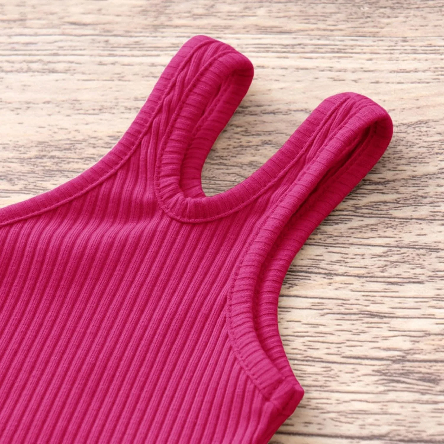 Детский топ на одно плечо, без рукавов, Ribbed Knitted, Athletic Cami Shirt, Red — фото 4
