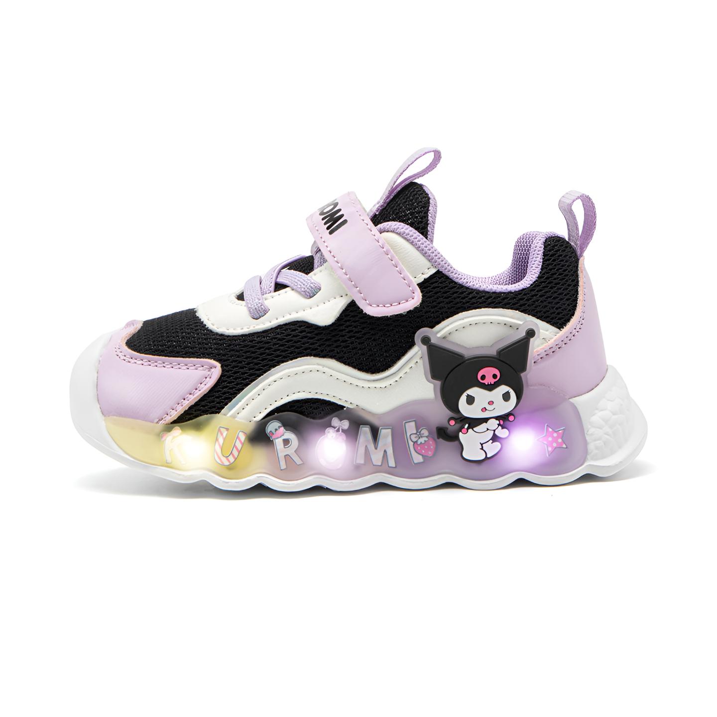 

Kulomi антиударные и дышащие низкие детские повседневные кроссовки для детей 3-7 лет Sanrio, черный/фиолетовый