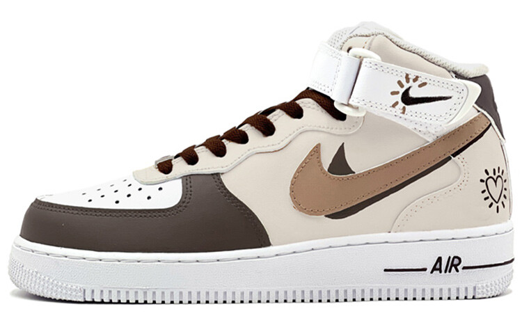 

Кроссовки Nike Air Force 1 Skateboard Shoes Women's Mid-Top Brown White