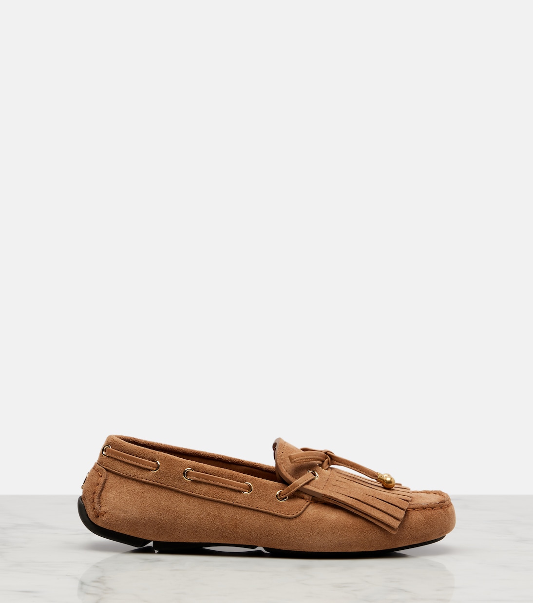 Манон F лодочки из бахромчатой замши Jimmy Choo, Toffee/Gol — фото 4