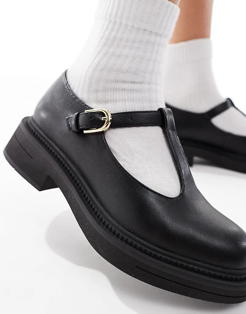 Туфли London Rebel Wide Fit Sophia на массивной подошве в стиле Мэри Джейн черного цвета — фото 2