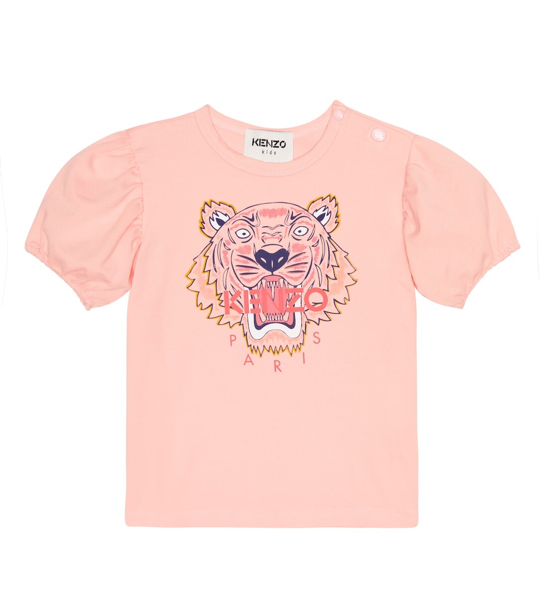 

Хлопковая футболка с тигровым принтом Kenzo Kids, розовый