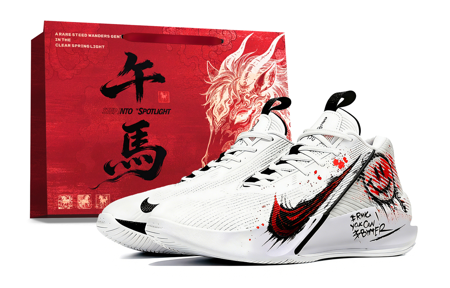 

Баскетбольные кроссовки high top, G.T. Jump Academy Blood Demon, Limited Edition Shopping Bag Cushioning, Wear Resistant Nike, черный белый красный, shopping bag limited edition