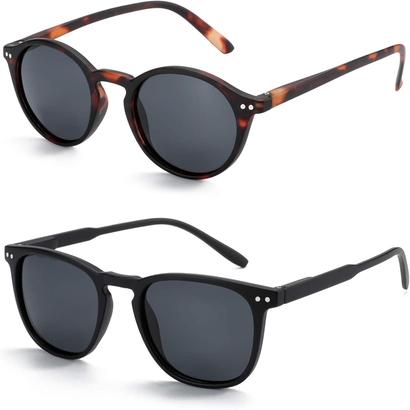 

Поляризованные солнцезащитные очки ZENOTTIC для женщин и мужчин: ретро-очки, круглые | квадратная оправа, защита от УФ-излучения, комплект из 2 штук, C3 2 Pack (Square Black & Round Tortoise)