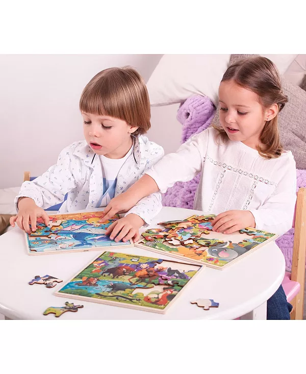 Деревянные пазлы для малышей 3-5 лет, 28 деталей – игрушки-животные Quokka, wild animals — фото 3