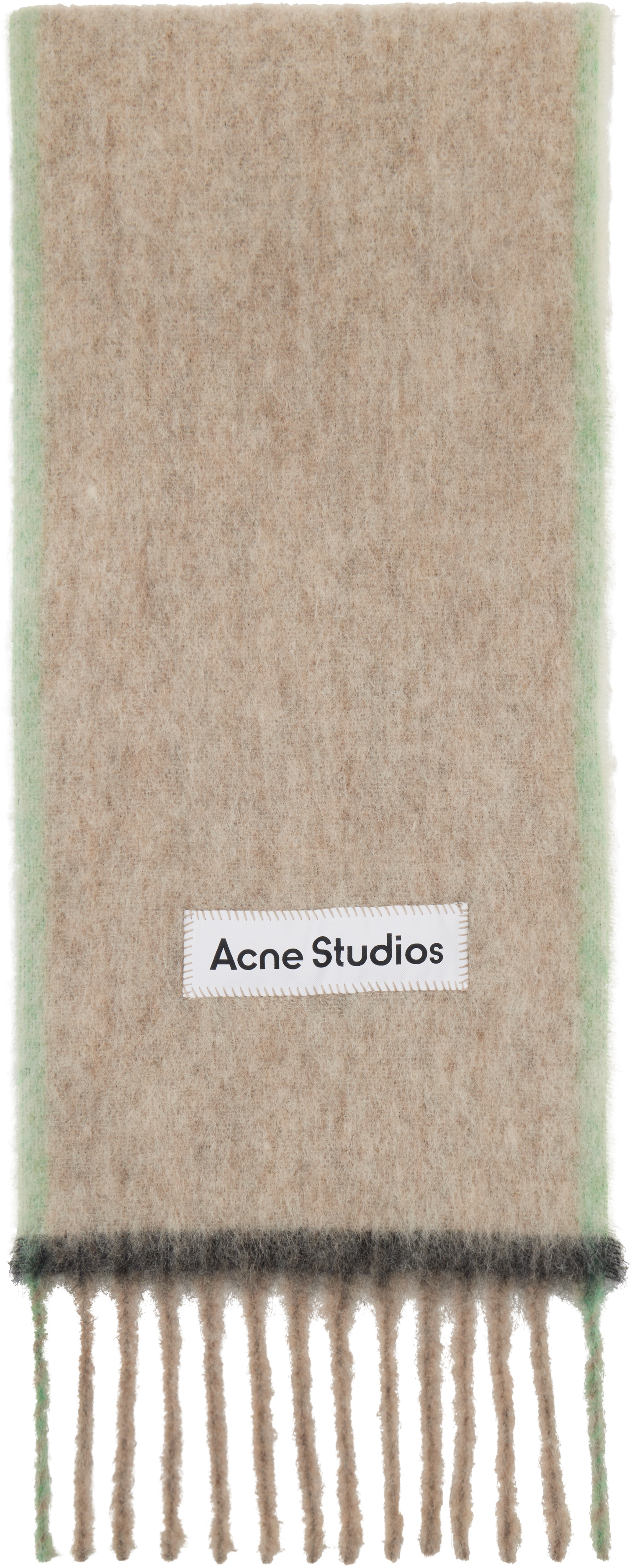 

Бежевый узкий шерстяной мохеровый шарф Acne Studios