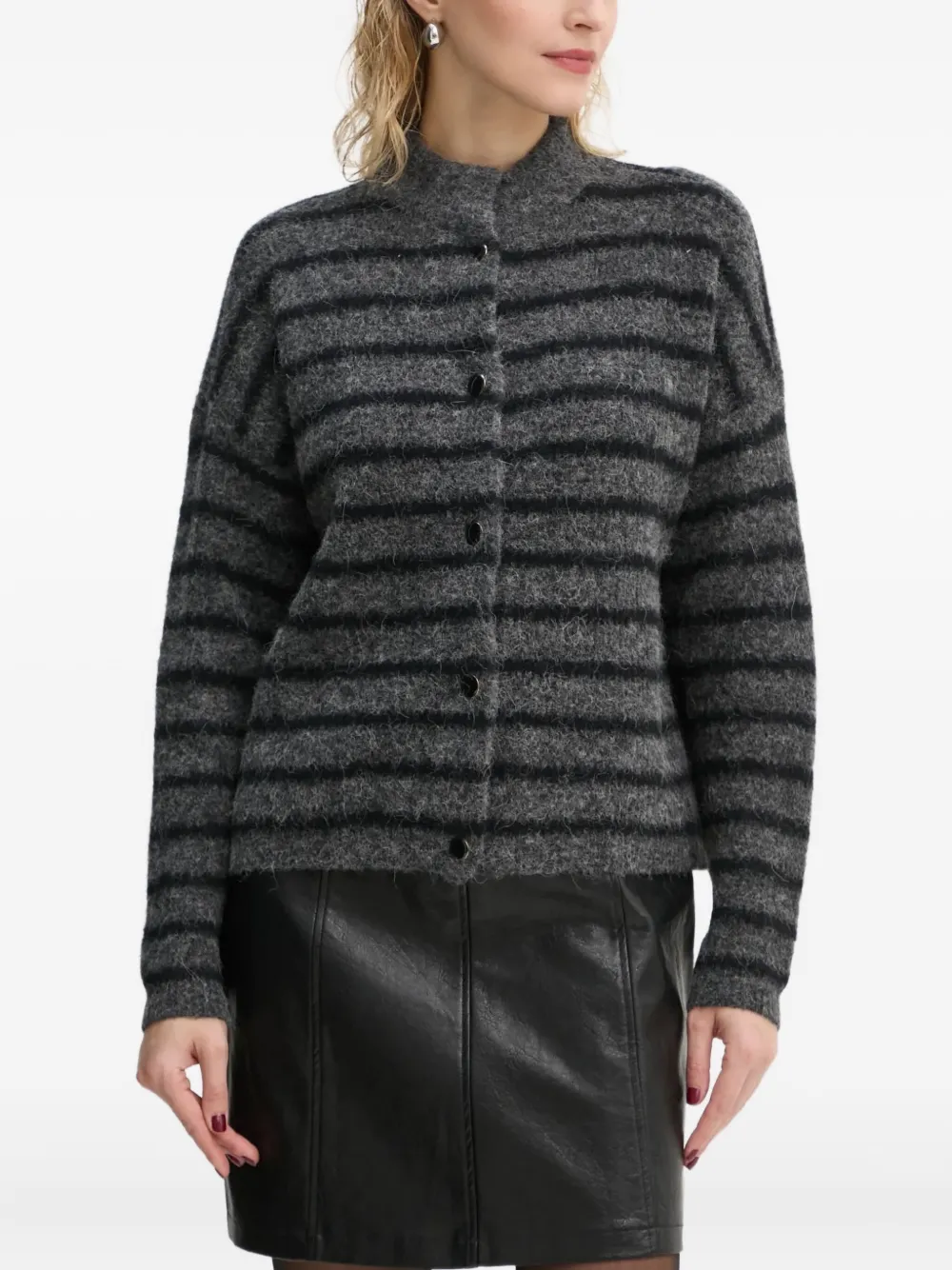 

Полосатый кардиган на пуговицах Gestuz, серый