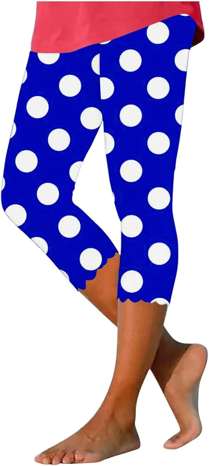 

Плюс сайз йога-капри с принтом в горошек