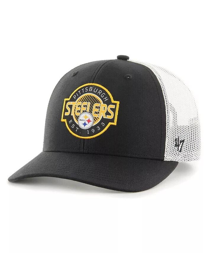 

Черно-белая регулируемая кепка Big Boys Pittsburgh Steelers Scramble Trucker '47 Brand, черный