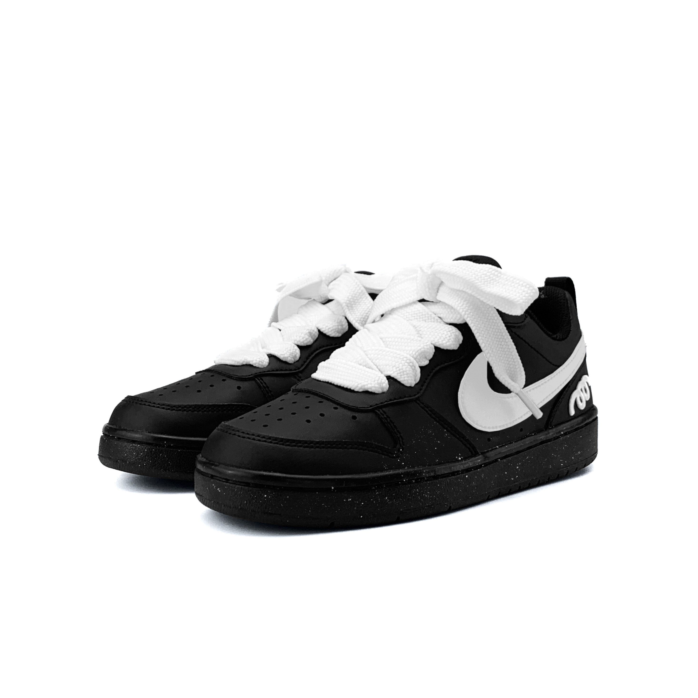 Nike Court Borough Pure Snow противоскользящие устойчивые к истиранию низкие детские скейтбординг кроссовки Black White Teenagers — фото 4