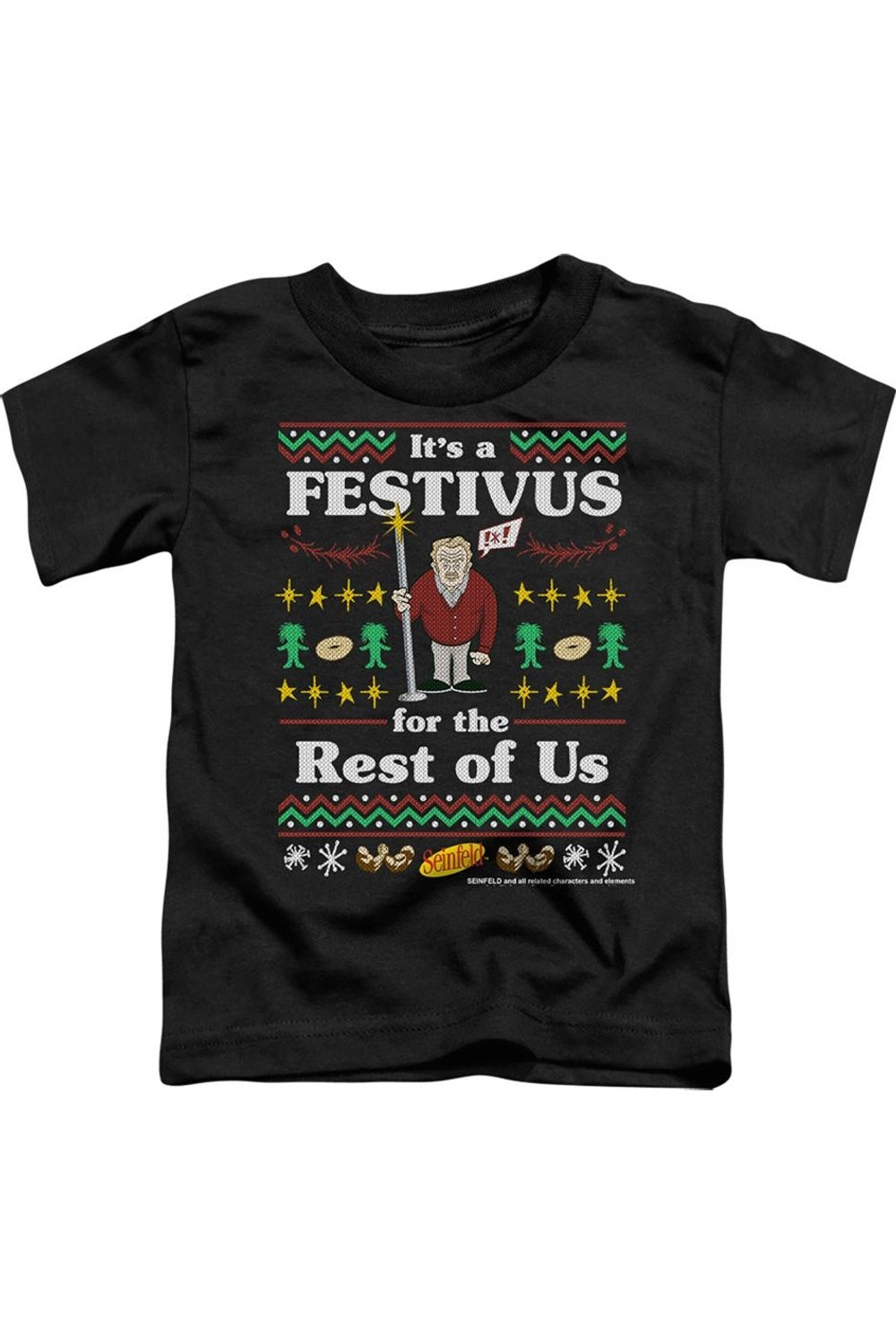 

Футболка с коротким рукавом для малышей Seinfeld Festive Festivus Gildan, черный