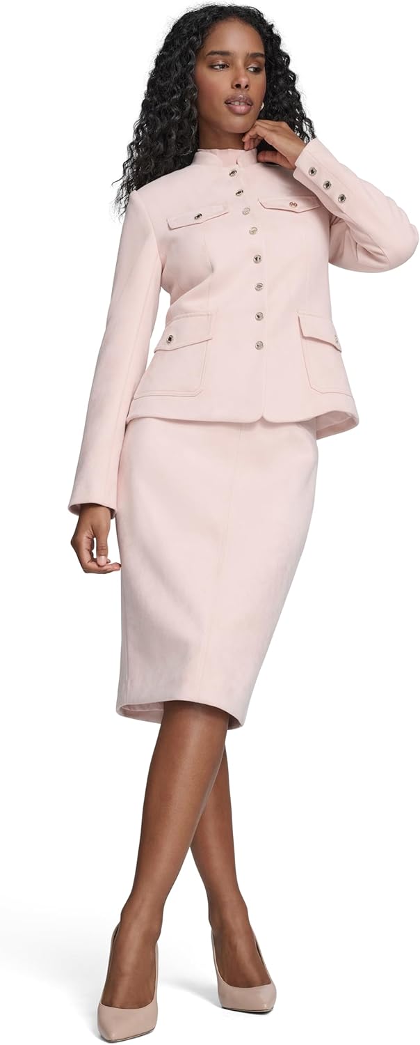 Женский пиджак Tommy Hilfiger из искусственной замши с воротником-стойкой, Pink — фото 2