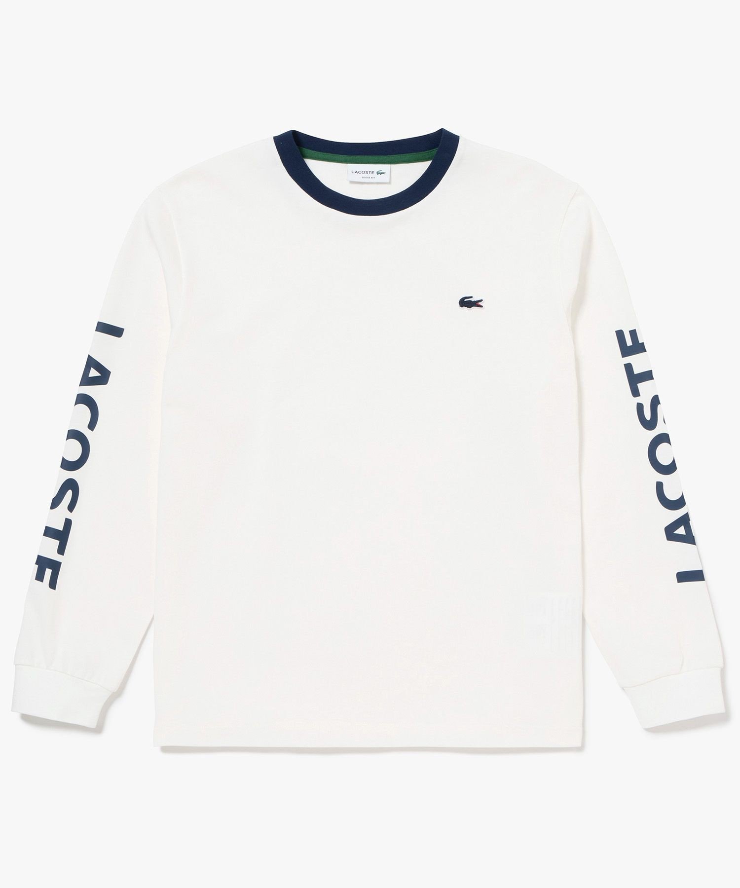 Футболка LACOSTE с длинным рукавом, White, ребристая — фото 4