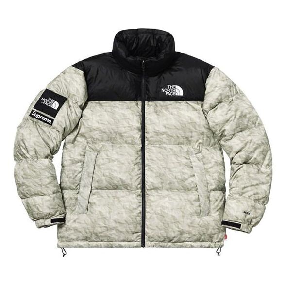 

Пуховик Supreme FW19 week 18 x The North Face Paper Print Nuptse Jacket, серый