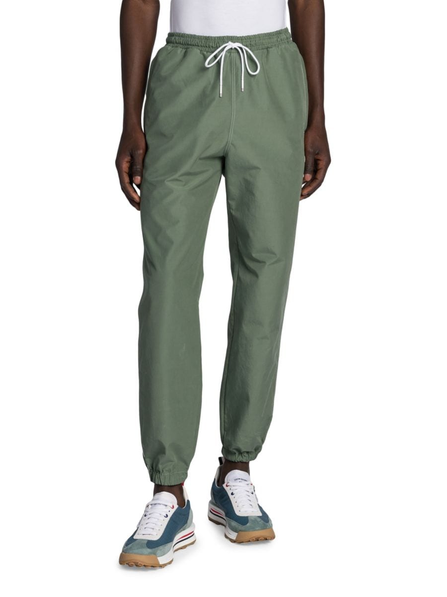 

Спортивные брюки из смесовой хлопковой ткани Thom Browne, цвет Dark Green
