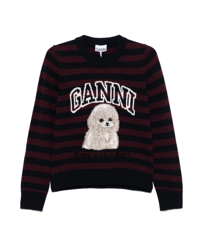 

Разноцветный свитер осень-зима 2025, удобный стиль. Ganni, мультиколор